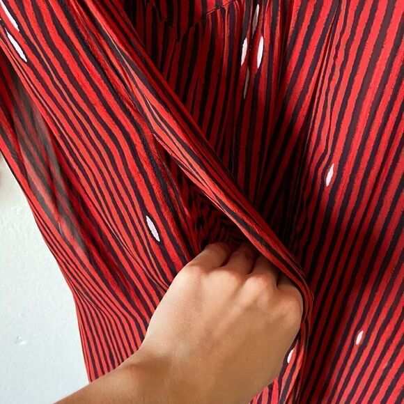 Isabel Marant Etoile Charley Midi Red Shirt Dress Striped Size 2 - Picture 8 of 12